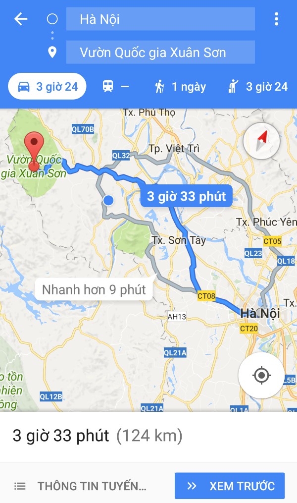 Hà Nội đến Vườn quốc gia Xuân Sơn