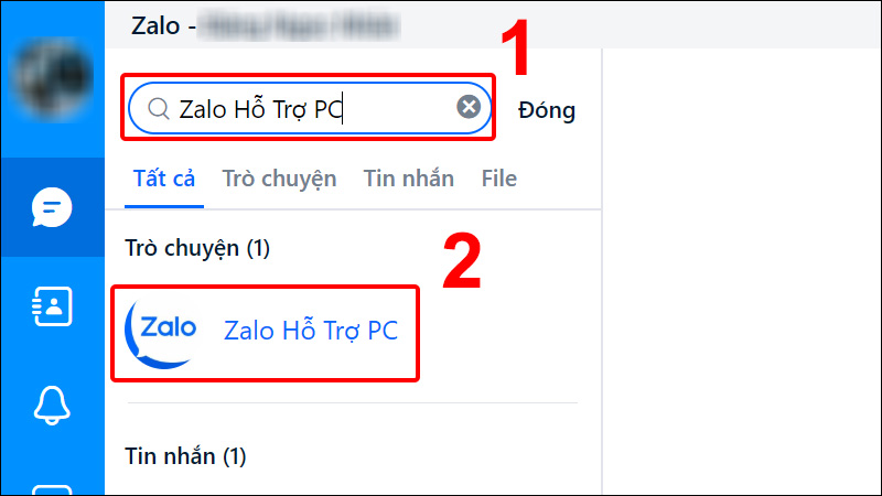 Gõ Zalo hỗ trợ PC và chọn Zalo Hỗ Trợ PC